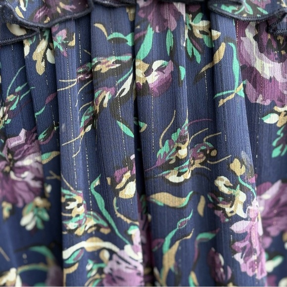 MELLODAY Floral Chiffon Midi Maxi Deep V-neck Flutter Sleeve Dress w Pockets - Picture 17 of 17